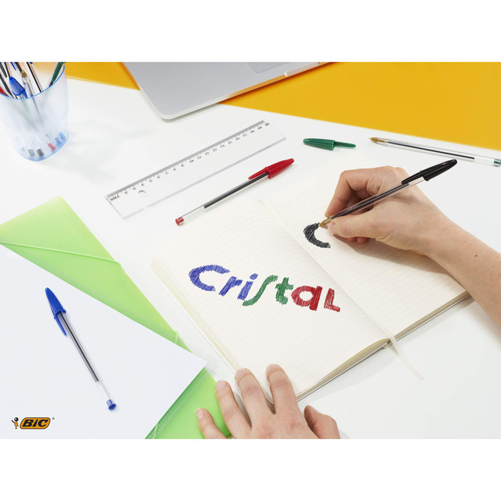 BIC Cristal Original Ballpoint Pens, Every-Day Biro Pens, Fine Point 1.0 mm, Ideal for School