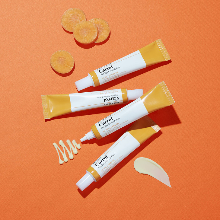 BRING GREEN Carrot Vita Eye Cream & Face Double SET 2 Count Anti-Aging, Wrinkles Eyecream with