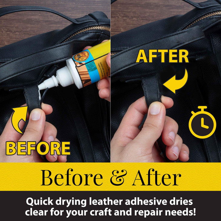 Fiebings Leathercraft Cement - 4 oz Leather Glue Adhesive - Quick Drying, High Strength, Flexible