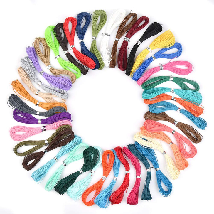 BUYGO Waxed String 40 Colors 1mm 437 Yard Waxed Polyester Cord Wax Cotton Cord Waxed Thread for DIY
