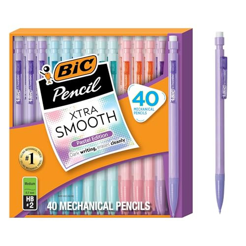 BIC Xtra-Smooth Pastel Mechanical Pencils with Erasers, Medium Point 0.7 mm, Bulk School Supplies