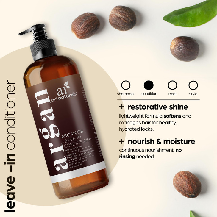 Artnaturals Argan Oil Leave-In Conditioner - 12 Fl Oz / 355ml - Made with Organic and Natural