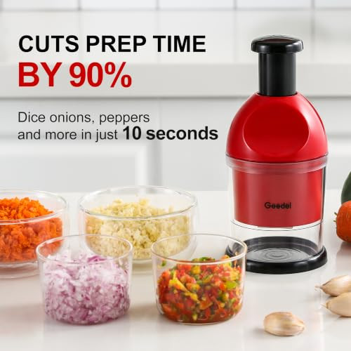 Geedel Food Chopper, Easy to Clean Manual Hand Vegetable Chopper, Dishwasher Safe Slap Onion Cutter