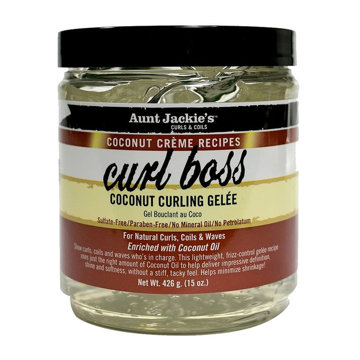 Aunt Jackies Coconut Crème Recipes Curl Boss Coconut Curling Hair Gel for Natural Curls, Coils and