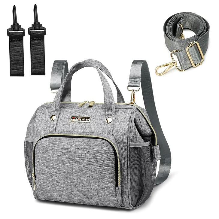 FHELAD Small Diaper Bag for Women, Mini Baby Bag 9L Gray