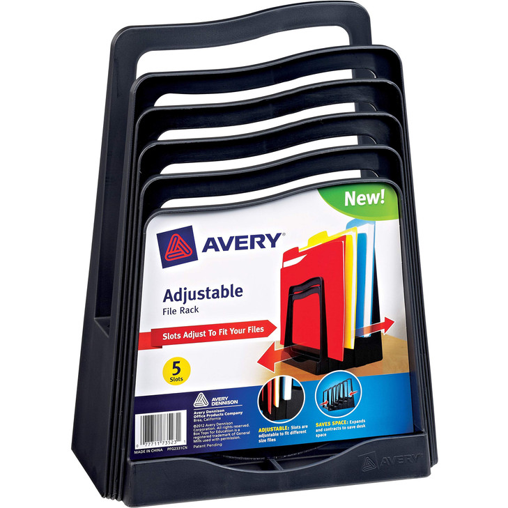 Avery 73523 Adjustable File Rack, Five Sections, 8 x 10 1/2 x 11 1/2, Black