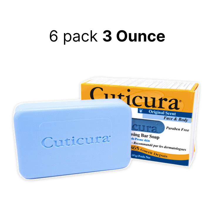Cuticura Official Deep Cleansing Face and Body Soap - 3 oz Pack of 6