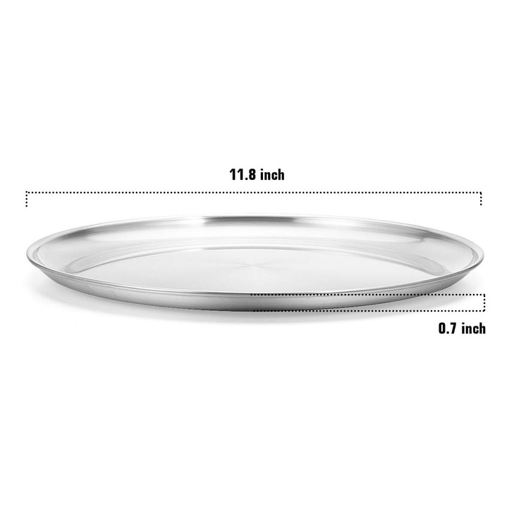 Deedro 12 Inch Pizza Pan, Stainless Steel Pizza Tray Baking Sheet for Oven, Round Plates for Cookie