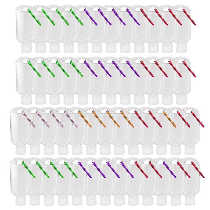 Besitek 50 PCS Travel Plastic Clear Keychain Bottles, Hand sanitizer bottle containers, Leakproof