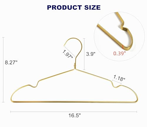 Amber Home 20 Pack Premium Matte Gold Aluminum Coat Hangers, 16.5 Extra Smooth & Durable Metal