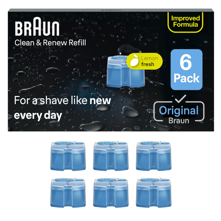 Braun Clean & Renew Refill Cartridges CCR, Replacement Shaver Cleaner Solution for Clean&Charge