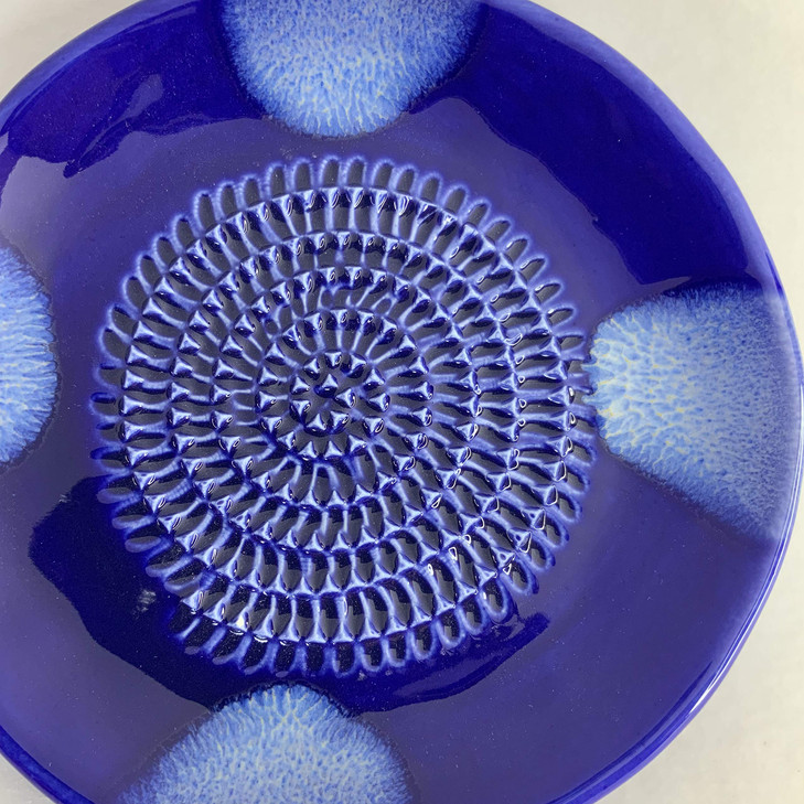 BonCera Premium Ceramic Garlic Grater Plate Set - Blue Cross Glazed