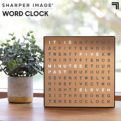 Sharper Image LED Word Digital Clock 7.75 Copper Finish Light-Up Desk and Wall Clock Modern Time