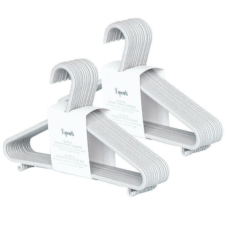 3 Sprouts Eco-Friendly Wheat Straw Baby Hangers Speckled Gray 30 Pack