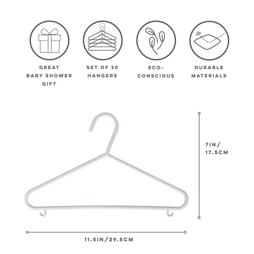 3 Sprouts Eco-Friendly Wheat Straw Baby Hangers Speckled Gray 30 Pack