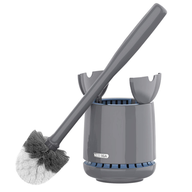MR SIGA Toilet Bowl Brush and Holder Sturdy Long Handle Gray 1 Pack