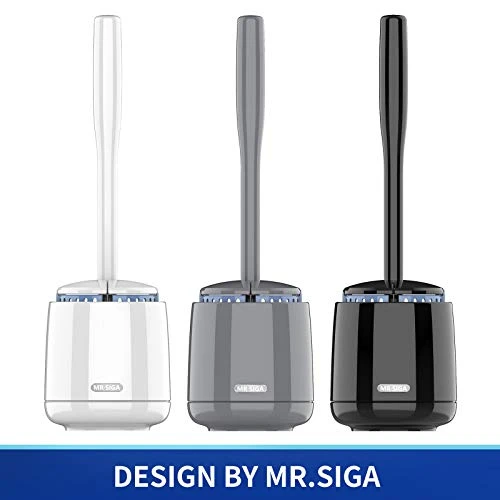MR SIGA Toilet Bowl Brush and Holder Sturdy Long Handle Gray 1 Pack