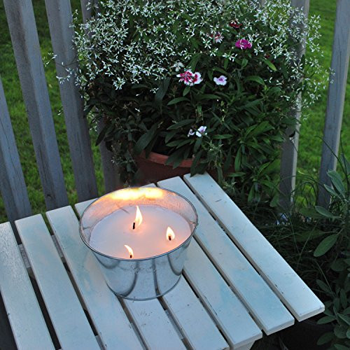 TIKI Citronella Candle Bucket for Outdoors Triple-Wick Galvanized Metal