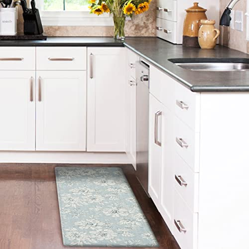 Laura Ashley - Anti-Fatigue Kitchen Mat Iris Floral Design Stain Water and Fade Resistant Cooking