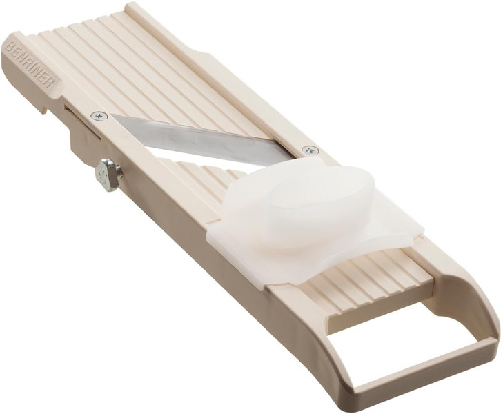 Benriner Mandoline Slicer with 4 Blades Japanese Stainless Steel BPA Free 12.75 x 3.625-Inches Beige