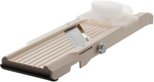 Benriner Mandoline Slicer with 4 Blades Japanese Stainless Steel BPA Free 12.75 x 3.625-Inches Beige