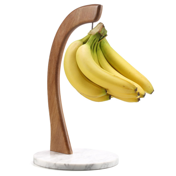 everous Marble Banana Holder with Stainless Steel Hook - Stable Banana Stand with Non-Slip Base