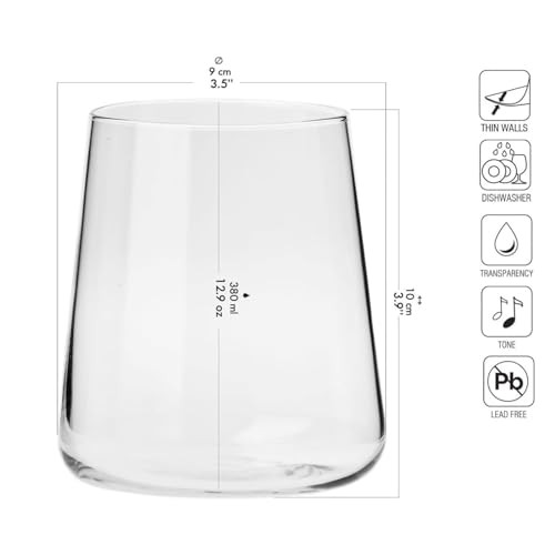 KROSNO Water Glasses Set of 6 12.9 oz Avant-Garde Collection