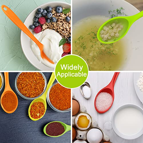 Armrouns 4pcs Small Silicone Spoons Nonstick Kitchen Spoon Silicone Serving Spoon for eating