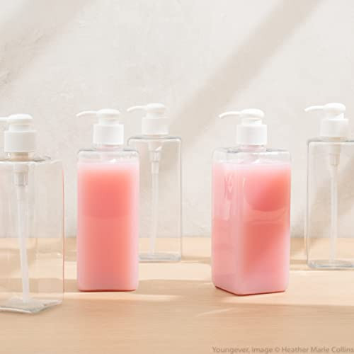 Youngever 5 Pack 16 Ounce Plastic Pump Bottles Refillable Square Plastic Pump Bottles