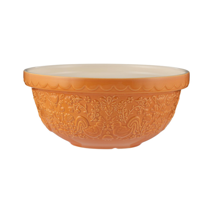 Mason Cash Home to Roost Mixing Bowl 24cm Earthenware Bowl with Embossed Hen and Cockerel Design