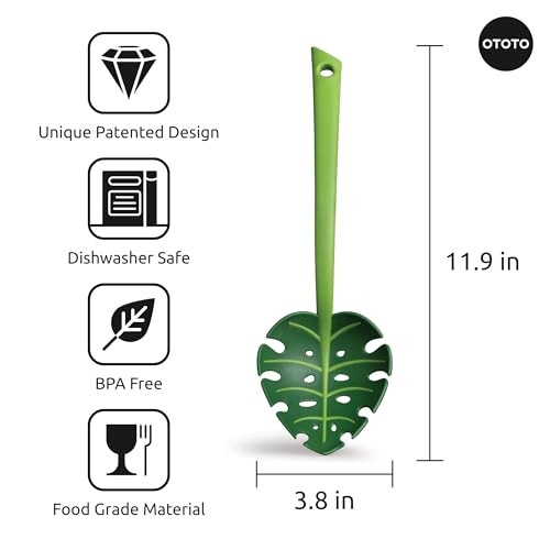 OTOTO Pasta Spoon - Spaghetti Spoon Pasta Fork Pasta Server Monstera Ladle - Dishwasher Safe