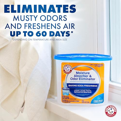 Arm and Hammer Clean Burst Moisture Absorber and Odor Eliminator Tubs 14 oz 3 Pack Attract and Trap