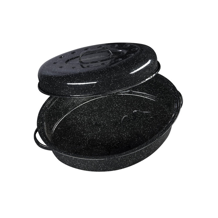 Granite Ware - 18-Inch Covered Oval Roaster - Speckled Black