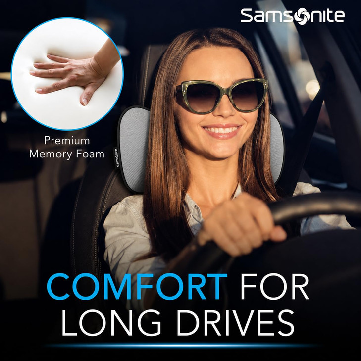SAMSONITE Travel Neck Pillow for Car or SUV Boost your DRIVING COMFORT High Grade - Memory Foam