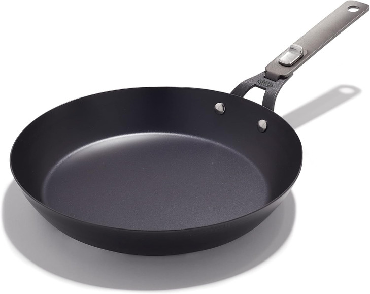 OXO Outdoor Pre-Seasoned Carbon Steel 12 Frying Pan Skillet Detachable Handle for Easy Storage