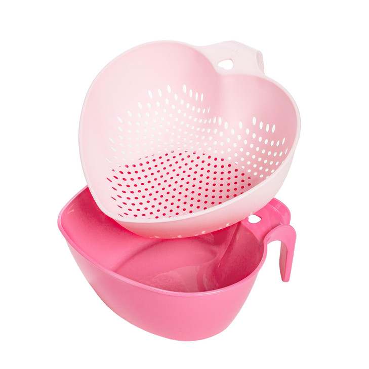 Paris Hilton Heart Bowl and Colander Set Nesting 2-Piece Design with 3-Quart Capacity Dishwasher