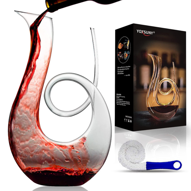 YOXSUNY Wine Decanter Upgraded Swan wine Decanters 1.7L Hand-Blown Crystal Carafe-Enhances Red Wine