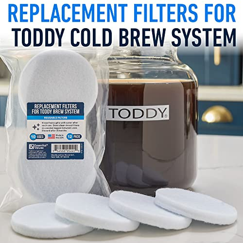 Essential Values 12-Pack Toddy Filter Replacement Coffee Filters - Reusable Coffee Filters