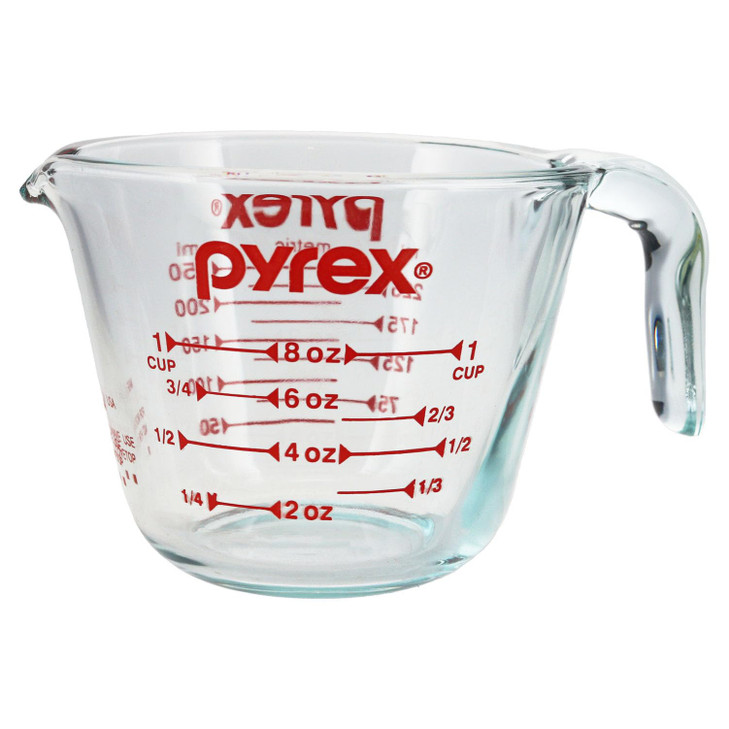 Pyrex Prepware 1 Cup Measuring Cup Clear w Red Measurements 6001074