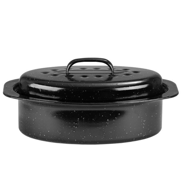 Granite Roaster Pan Small 13 Enameled Roasting Pan with Domed Lid
