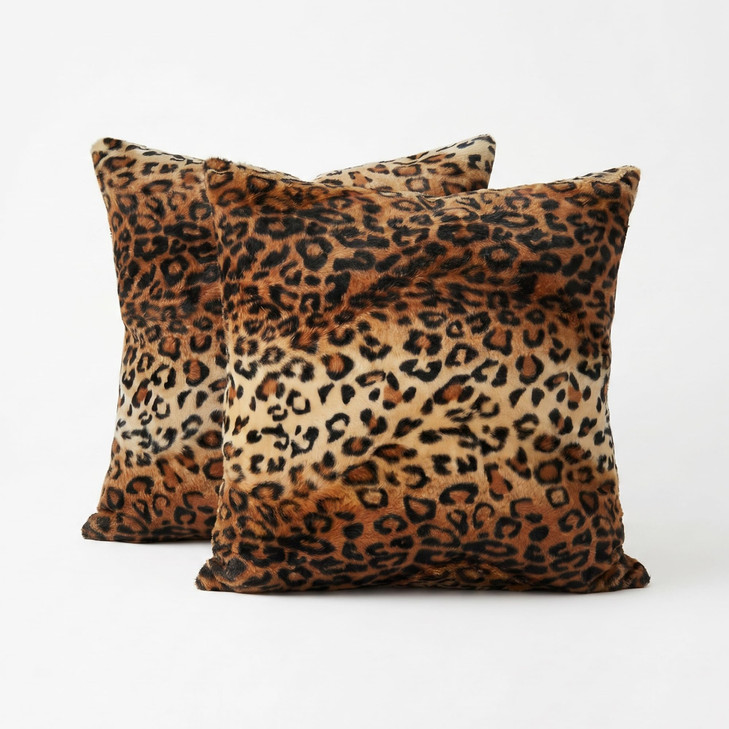 CARRIE HOME Leopard Print Pillow Covers 18x18 Cheetah Room Decor Set of 2