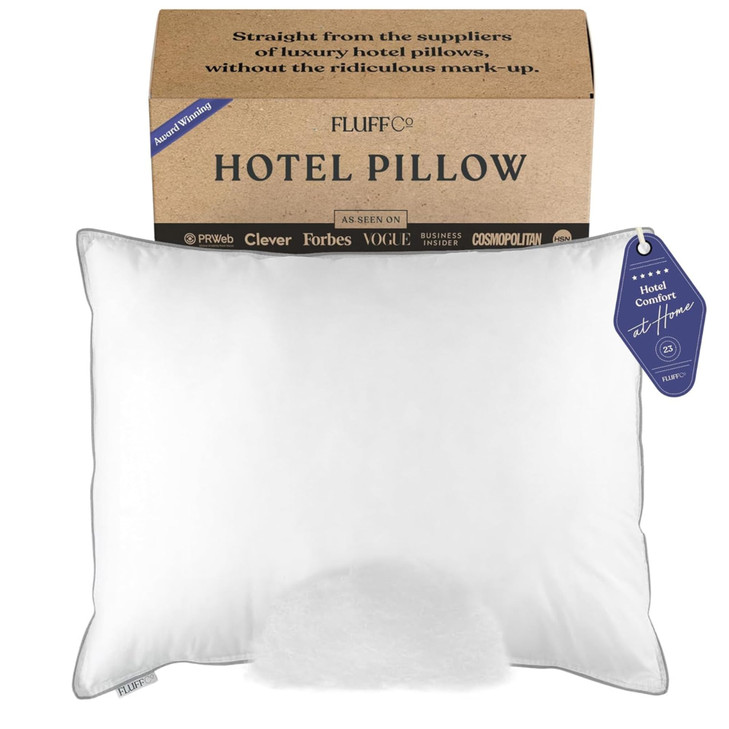 FluffCo Zen Fluff Down Alternative Bed Pillows - Soft Queen Size 1 Pack