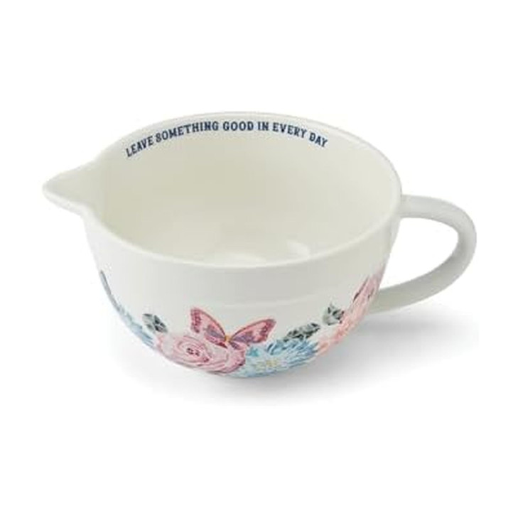 Dolly Parton Ceramic Batter Bowl Mosaic Design with Inspirational Quote Capacity Spout and Handle