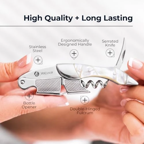 HiCoup Wine Opener - Professional Corkscrews for Wine Bottles w Foil Cutter and Cap Remover