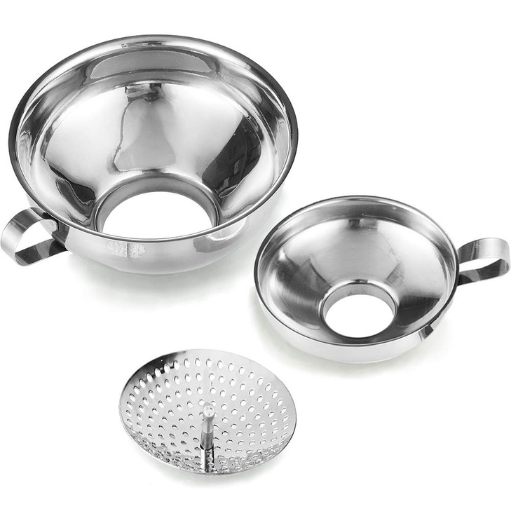 Delove Canning Funnel with Strainer for Wide and Regular Mason Jars - Wide-Mouth Funnels