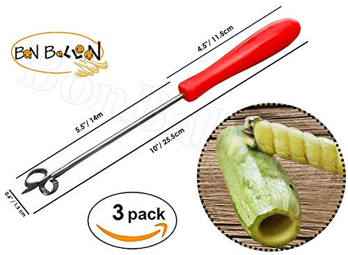 BonBalloon 3pcs Random Color Stainless Steel Vegetable Corer 10 Long Non-Slip Ergonomic Handle