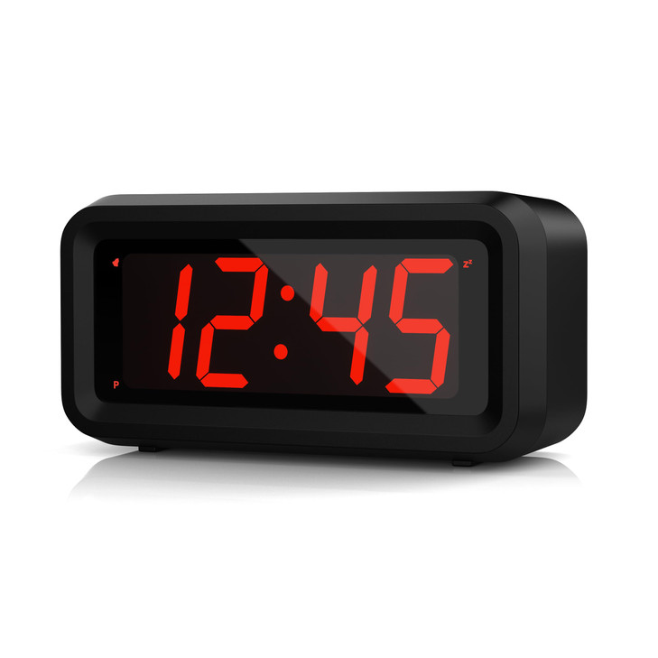 Alarm Clock 1.2 LED Cordless Battery Operated 3-Level Brightness 12 24Hr