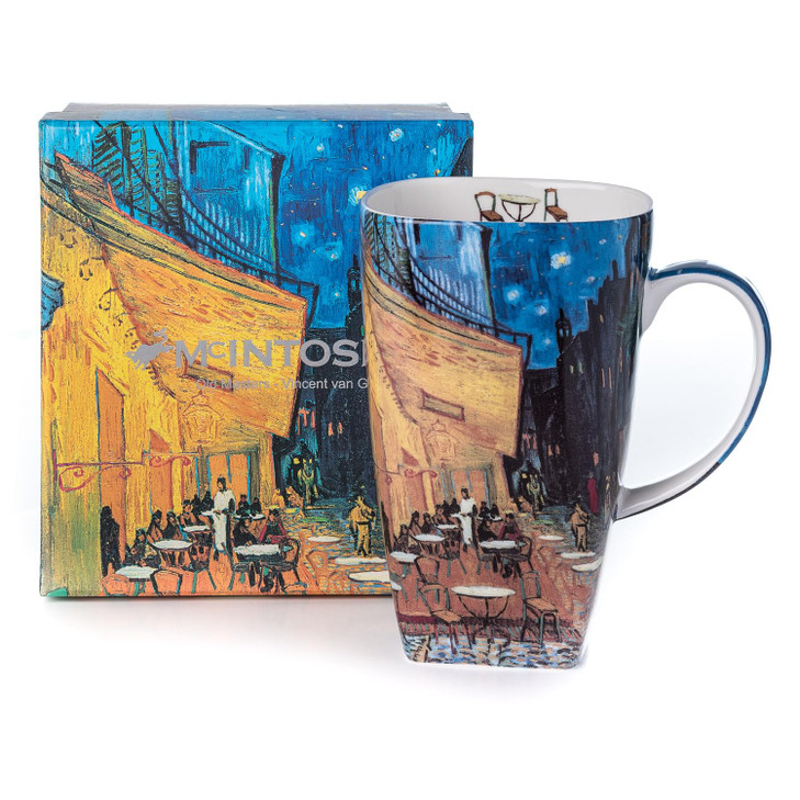 McIntosh Vincent Van Gogh Cafe Terrace At Night Fine Bone China 19.6 oz Grande Mug in Matching Gift