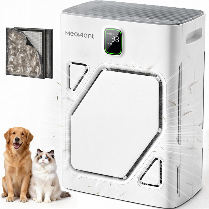 Meowant Air Purifier for Home Large Room 2600ft2 H13 HEPA Filter Double Air Intake PM2.5 Air