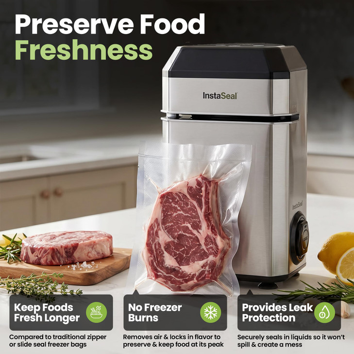 InstaSeal Upright Vacuum Sealer for Food with 12 Bags
